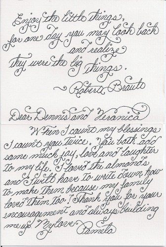 Pamela's Thank You Card