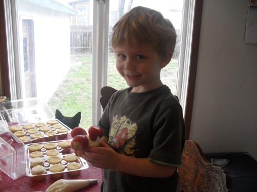 Owen with his cupcake creation