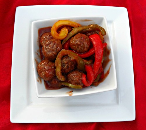 Meatballs & Peppers in Cranberry Chili Sauce | veronicascornucopia.com meatballsb-12-1910