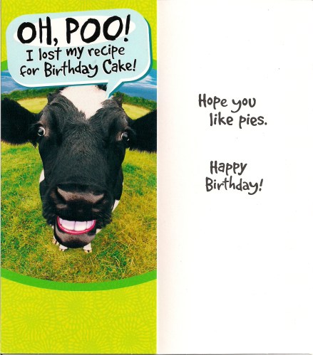 Hallmark cow pies birthday card