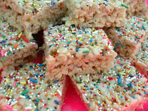 cake batter crispy treats