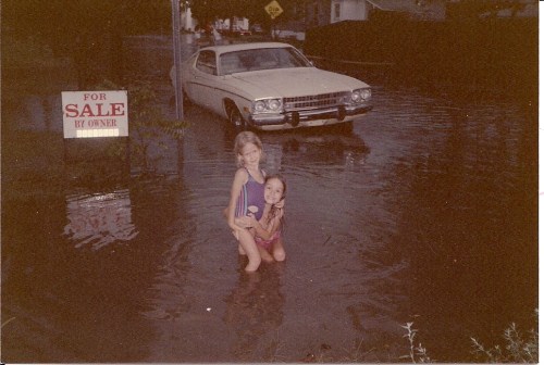 Swimming in flooded street