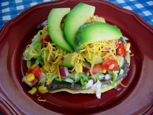 Corn, Avocado, Black Bean Tostada 7-5-11