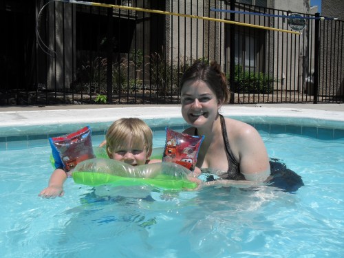 Owen and Veronica at the pool