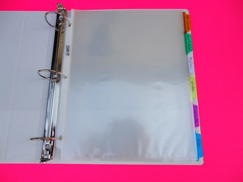 recipe binder with tabs