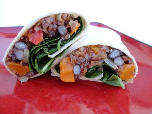 black bean butternut burritos
