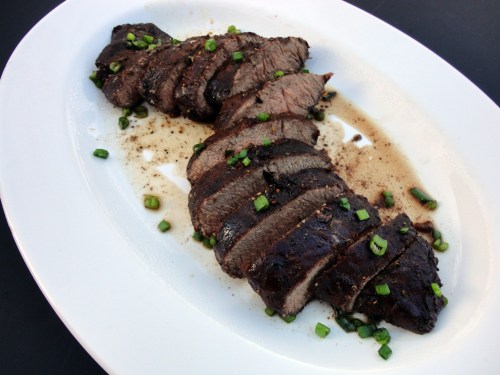balsamic & garlic glazed flat iron steak