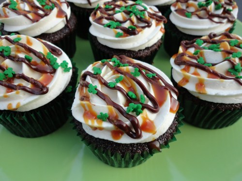 Guiness & Bailey's Chocolate-Caramel Cupcakes