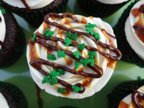 Guiness & Bailey's Chocolate-Caramel Cupcakes