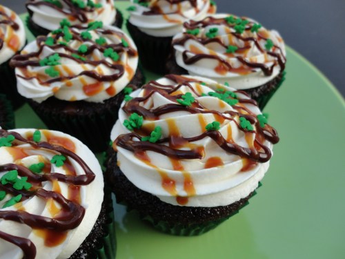 Guiness & Bailey's Chocolate-Caramel Cupcakes