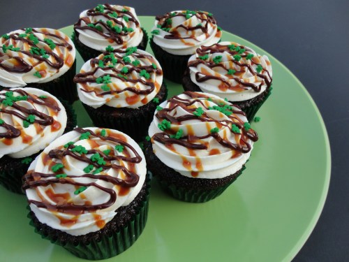 Guiness & Bailey's Chocolate-Caramel Cupcakes