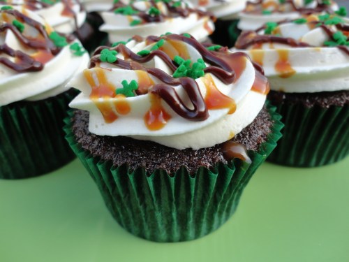 Guiness & Bailey's Chocolate-Caramel Cupcakes